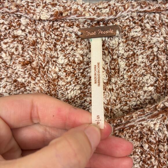 Free People Good Day Cropped Knit Oversized Wide Sleeve Speckled Sweater Small - Picture 4 of 5